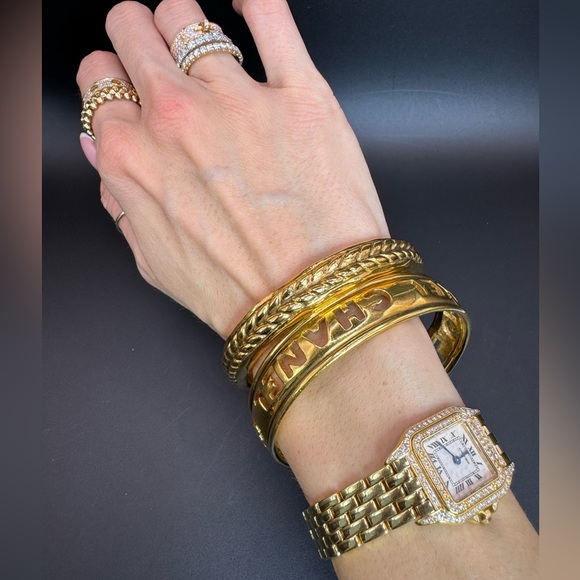 Fabulous 24K gold plated Chanel vintage bangles set - Picture 9 of 14